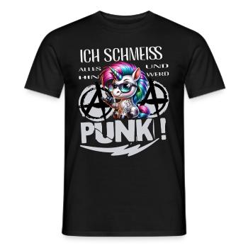 I don't care - Schmeiss alles hin werd Punk Punkrock - Men's T-Shirt - black - Front - AI Model Male 178 light (178cm)