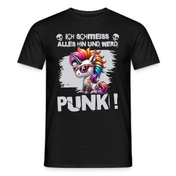 I don't care - Schmeiss alles hin werd Punk Punkrock - Men's T-Shirt - black - Front - AI Model Male 178 light (178cm)