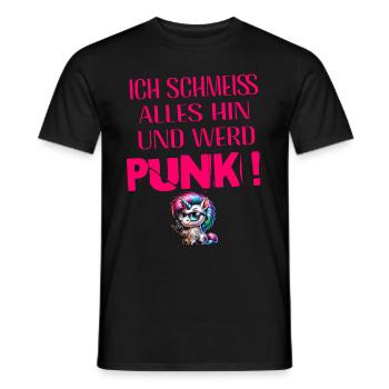 I don't care - Schmeiss alles hin werd Punk Punkrock - Men's T-Shirt - black - Front - AI Model Male 178 light (178cm)