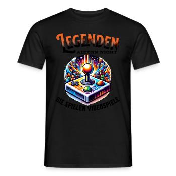 Legends don't age, they go video games - Men's T-Shirt - black - Front - AI Model Male 178 light (178cm)
