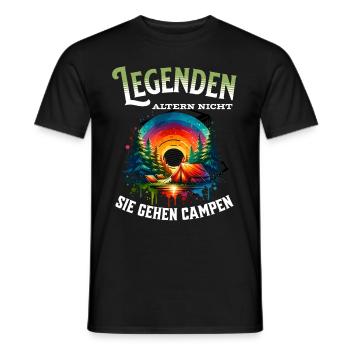 Legends don't age, they go camping - Men's T-Shirt - black - Front - AI Model Male 178 light (178cm)