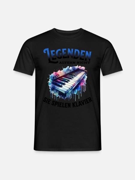 Legender ældes ikke, de går klaver - Mænd T-shirt - sort