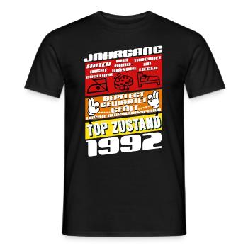 33 ans Millésime 1992 Anniversaire - T-shirt homme - noir - Devant - AI Model Male 178 light (178cm)