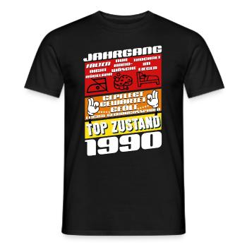 35 ans Millésime 1990 Anniversaire - T-shirt homme - noir - Devant - AI Model Male 178 light (178cm)