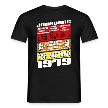 46 Year Old Born 1979 Birthday - Men's T-Shirt - black - Front - AI Model Male 178 light (178cm)