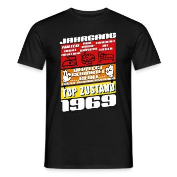 56 ans millésime 1969 anniversaire - T-shirt homme - noir - Devant - AI Model Male 178 light (178cm)