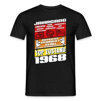 57 ans millésime 1968 anniversaire - T-shirt homme - noir - Devant - AI Model Male 178 light (178cm)
