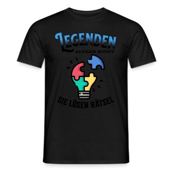 Legenden altern nicht sie gehen Lrätsel - Männer T-Shirt - Schwarz - Vorne - AI Model Male 178 light (178cm)