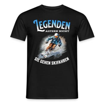 Legenden altern nicht sie gehen Skifahren - Männer T-Shirt - Schwarz - Vorne - AI Model Male 178 light (178cm)