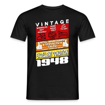 77 ans Millésime 1948 femme & homme Anniversaire - T-shirt homme - noir - Devant - AI Model Male 178 light (178cm)