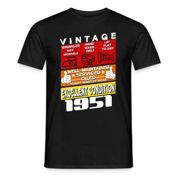 74 years old Vintage 1951 women & men Birthday - Men's T-Shirt - black - Front - AI Model Male 178 light (178cm)
