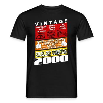 25 years old Vintage 2000 women & men Birthday - Men's T-Shirt - black - Front - AI Model Male 178 light (178cm)