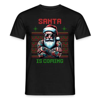Père Noël tatoué encré Noël - T-shirt homme - noir - Devant - AI Model Male 178 light (178cm)