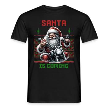 Motorcycle Santa Claus Biker Christmas - Men's T-Shirt - black - Front - AI Model Male 178 light (178cm)