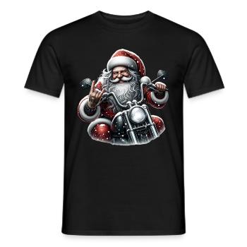 Motorcycle Santa Claus Biker Christmas - Men's T-Shirt - black - Front - AI Model Male 178 light (178cm)