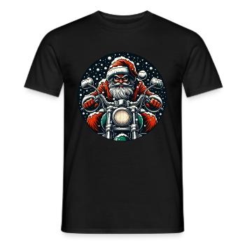 Motorcycle Santa Claus Biker Christmas - Men's T-Shirt - black - Front - AI Model Male 178 light (178cm)