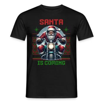 Motorcycle Santa Claus Biker Christmas - Men's T-Shirt - black - Front - AI Model Male 178 light (178cm)