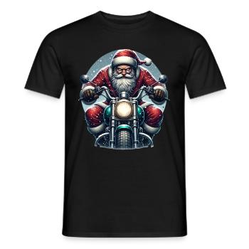 Motorcycle Santa Claus Biker Christmas - Men's T-Shirt - black - Front - AI Model Male 178 light (178cm)