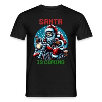 Motorcycle Santa Claus Biker Christmas - Men's T-Shirt - black - Front - AI Model Male 178 light (178cm)