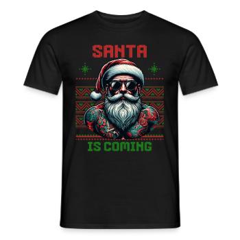 Père Noël tatoué encré Noël - T-shirt homme - noir - Devant - AI Model Male 178 light (178cm)