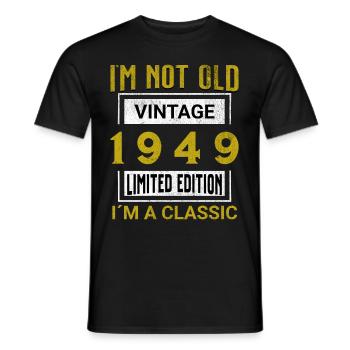 Birthday 76 years old I'm not old I ́m classic - Men's T-Shirt - black - Front - AI Model Male 178 light (178cm)