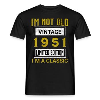 Birthday 74 years old I'm not old I ́m classic - Men's T-Shirt - black - Front - AI Model Male 178 light (178cm)