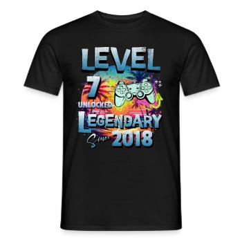 Level 7 Freigeschaltet seit 2018 Geburtstag - Männer T-Shirt - Schwarz - Vorne - AI Model Male 178 light (178cm)