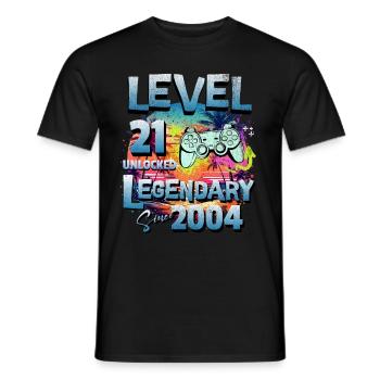 Level 21 Unlocked since 2004 Birthday - Men's T-Shirt - black - Front - AI Model Male 178 light (178cm)