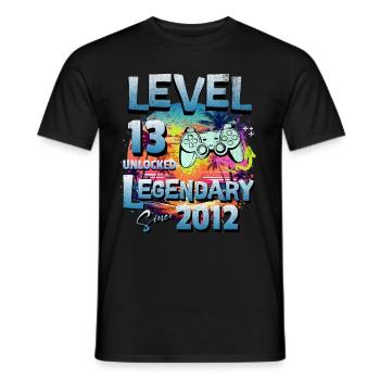 Level 13 Unlocked since 1982 Birthday - Men's T-Shirt - black - Front - AI Model Male 178 light (178cm)