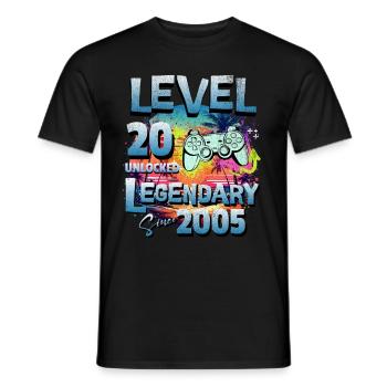 Level 20 Unlocked since 1982 Birthday - Men's T-Shirt - black - Front - AI Model Male 178 light (178cm)