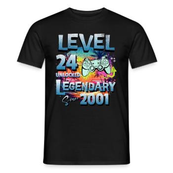 Level 24 Unlocked since 1982 Birthday - Men's T-Shirt - black - Front - AI Model Male 178 light (178cm)