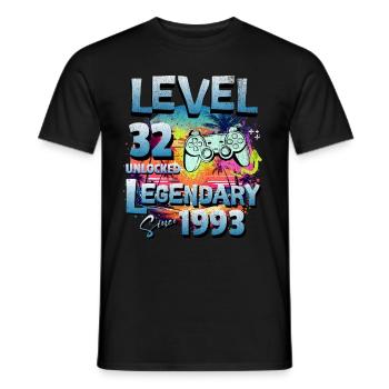 Level 32 Unlocked since 1982 Birthday - Men's T-Shirt - black - Front - AI Model Male 178 light (178cm)