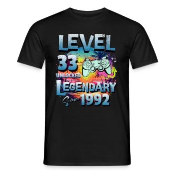 Level 33 Unlocked since 1982 Birthday - Men's T-Shirt - black - Front - AI Model Male 178 light (178cm)