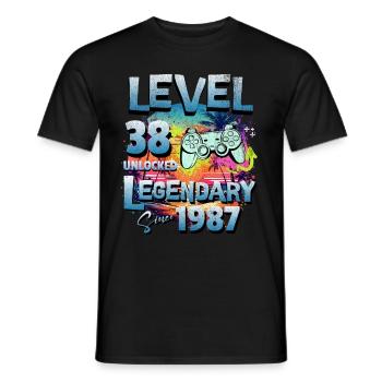 Level 38 Freigeschaltet seit 1982 Geburtstag - Männer T-Shirt - Schwarz - Vorne - AI Model Male 178 light (178cm)
