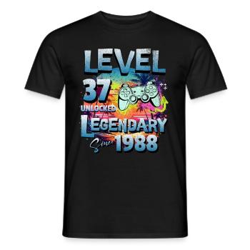 Level 37 Unlocked since 1982 Birthday - Men's T-Shirt - black - Front - AI Model Male 178 light (178cm)