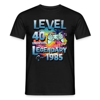 Level 40 Freigeschaltet seit 1982 Geburtstag - Männer T-Shirt - Schwarz - Vorne - AI Model Male 178 light (178cm)