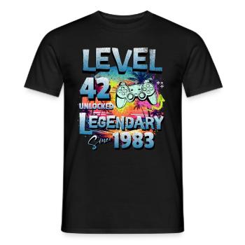 Level 42 Unlocked since 1982 Birthday - Men's T-Shirt - black - Front - AI Model Male 178 light (178cm)
