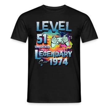 Level 51 Freigeschaltet seit 1982 Geburtstag - Männer T-Shirt - Schwarz - Vorne - AI Model Male 178 light (178cm)