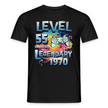 Level 55 Freigeschaltet seit 1982 Geburtstag - Männer T-Shirt - Schwarz - Vorne - AI Model Male 178 light (178cm)