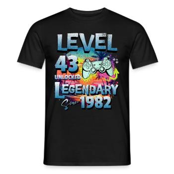 Level 43 Freigeschaltet seit 1982 Geburtstag - Männer T-Shirt - Schwarz - Vorne - AI Model Male 178 light (178cm)