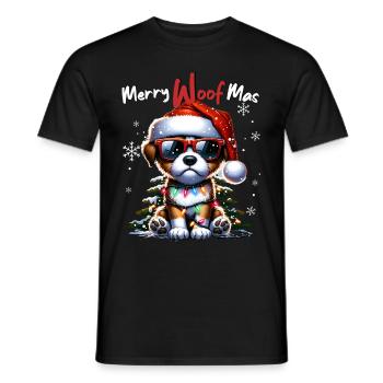 Père Noël Chien Noël Hommes et femmes - T-shirt homme - noir - Devant - AI Model Male 178 light (178cm)