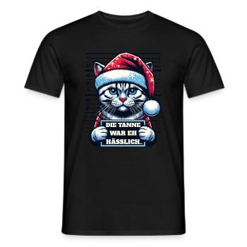 Santa Claus Funny Cats Christmas - Men's T-Shirt - black - Front - AI Model Male 178 light (178cm)