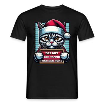 Santa Claus Funny Cats Christmas - Men's T-Shirt - black - Front - AI Model Male 178 light (178cm)