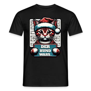 Santa Claus Funny Cats Christmas - Men's T-Shirt - black - Front - AI Model Male 178 light (178cm)