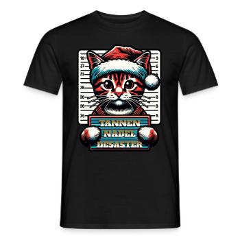 Santa Claus Funny Cats Christmas - Men's T-Shirt - black - Front - AI Model Male 178 light (178cm)
