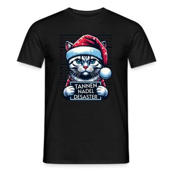 Santa Claus Funny Cats Christmas - Men's T-Shirt - black - Front - AI Model Male 178 light (178cm)