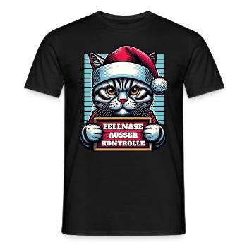 Santa Claus Funny Cats Christmas - Men's T-Shirt - black - Front - AI Model Male 178 light (178cm)