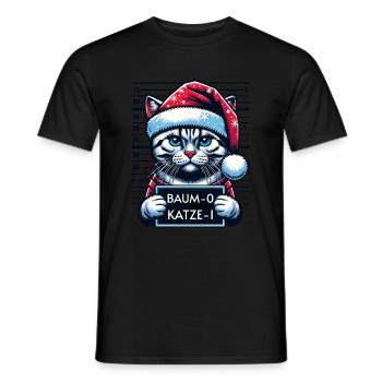 Santa Claus Funny Cats Christmas - Men's T-Shirt - black - Front - AI Model Male 178 light (178cm)