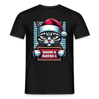 Santa Claus Funny Cats Christmas - Men's T-Shirt - black - Front - AI Model Male 178 light (178cm)