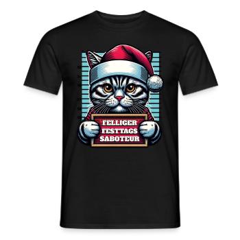 Santa Claus Funny Cats Christmas - Men's T-Shirt - black - Front - AI Model Male 178 light (178cm)